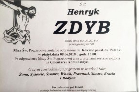 mgr inż. Henryk Zdyb nekrolog